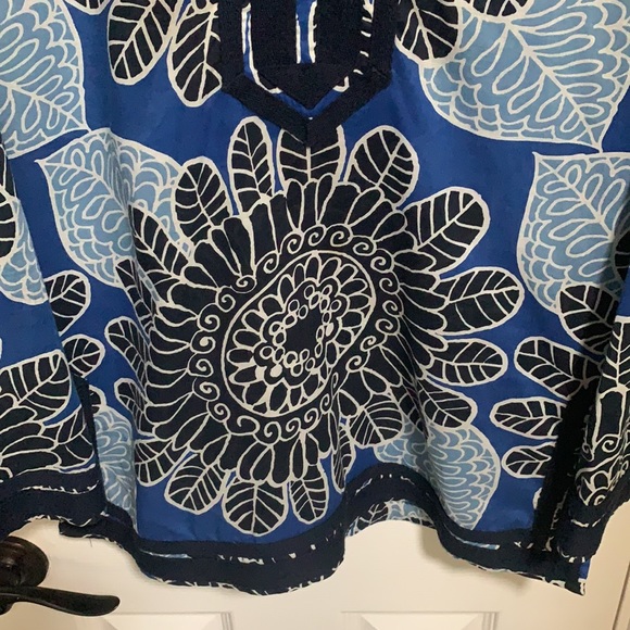 Tory Burch Blue Floral Tunic Size 4 Excellent Condition - Picture 3 of 10
